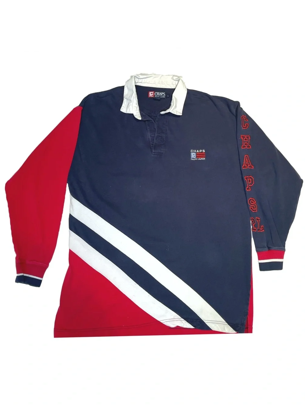 Ralph Lauren Chaps Navy Collared Polo - Size L